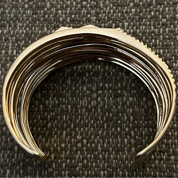 ALEXIS BITTAR Signed Gold Tone Crystal Cuff Bracelet - Picture 3 of 5